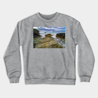 Trebarwith Strand at High Tide, Cornwall Crewneck Sweatshirt